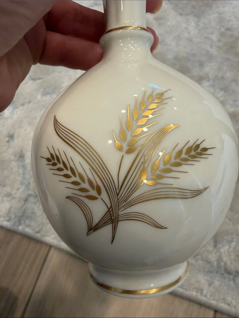 Vintage Lenox White Porcelain Gold Wheat Accent Vases - bud vase Home Decor